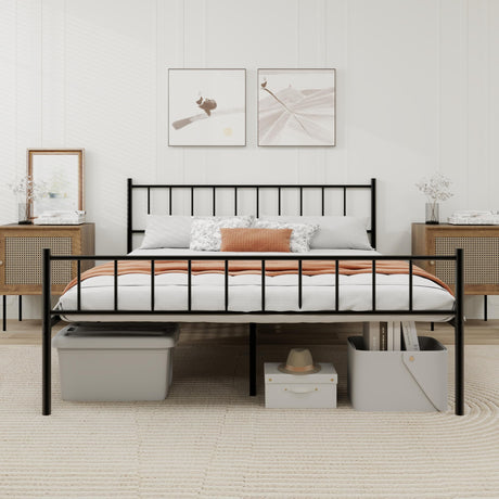 WJORATA Metal Platform Queen Bed Frame with Headboard Sturdy Steel Slats Support No Box Spring Needed Easy Assembly Black WJORATA