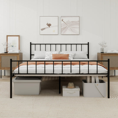 WJORATA Metal Platform King Bed Frame with Headboard Sturdy Steel Slats Support No Box Spring Needed Easy Assembly Black