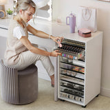 WOPITUES Plastic Storage Drawer Cart, Makeup Organizer and Storage with 10 Large Clear Drawers, Utility Wooden Rolling Cart on Wheels, for Cosmetic, Art Craft, Parts, Office Supplies, Toy, White WOPITUES