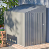 YOPTO 4x8 FT Outdoor Storage Shed,Lean to Lockable Metal Garden Shed Steel with Reinforced Beams,All Weather Waterproof Storage House W/Lockable Door&2 Air Vents,for Backyard,Patio,Lawn,Garden,Gray YOPTO