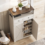 Maupvit 5-Tier Shoe Cabinet with Doors, Farmhouse Storage Cabinet with 2 Drawers & Adjustable Shelves, Shoe Cabinet Storage for Entryway,Wood Shoe Rack Organizer Cabinet for Living Room Foyer Hallway Maupvit