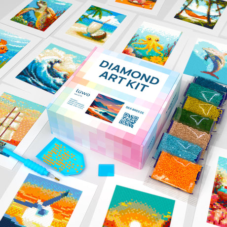 LuwoArte 15 Pack Diamond Painting Kits for Adults – Beach, Summer Vibes & The Sea Breeze – Full Drill DIY Paint Gem Art for Adults – Brilliant 5D Diamond Painting Kit – Relaxing Craft for Wall Décor LuwoArte