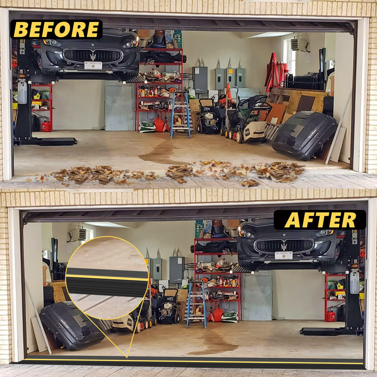 MYFAMIREA 20FT Garage Door Bottom Threshold Seal Strip with 300ml Black Adhesives/Sealants, Universal Rubber DIY Bottom Floor Threshold Seal, Weatherproofing Weather Stripping Replacement MYFAMIREA