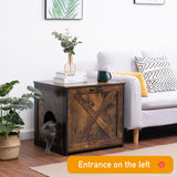 DWANTON Cat Litter Box Furniture Hidden, Cat Litter Box Enclosure, Reversible Entrance Can Be on Left or Right Side, Indoor Cat Box Cabinet, Wooden Cat Washroom, End Table, Nightstand Dwanton