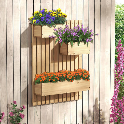 Toolsempire Hanging Plant Trellis Outdoor, Wooden Trellis with Raised Garden Beds, Wall Mounted Garden Planter Trellis for Patio, Porch, Balcony & Front Door