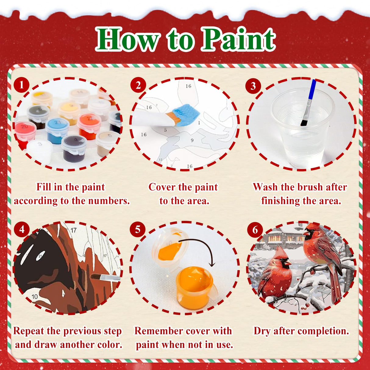 HMZephitiquc Cardinal Paint by Numbers Kit for Adults Canvas Christmas, Cardinal Paint by Number Christmas, Painting by Numbers, Easy DIY Crafts Home Wall Decor 16x20 in HMZephitiquc