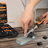 ENERTWIST 13pcs Wood Chisel Set, Premium Woodworking Chisel Sets w/ 8 CRV Construction Wood Chisels, 1 Sharpening Stone, 1 Honing Guide, 2 Carpenter Pencils, 1 Sharpener for Wood Carving in Hard Case ENERTWIST