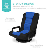 Best Choice Products Swivel Gaming Chair 360 Degree Multipurpose Floor Chair Rocker for TV, Reading, Playing Video Games w/Lumbar Support, Armrest Handles, Adjustable Foldable Backrest - Black/Blue Best Choice Products