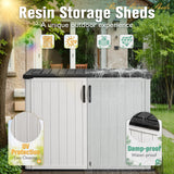 Greesum Outdoor Horizontal Storage Sheds 27 Cu.ft Resin Large Storaged Box Weather Resistance, Without Shelf, Easy to Assemble, Prefect for Garden, Patios, Backyards, White Greesum