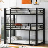 Harper & Bright Designs Triple Bunk Bed for Kids,Twin Over Twin Over Twin Metal Bunkbeds with Ladder for Kids Teens Bedroom, No Box Spring Needed, Easy Assembly, Black Harper & Bright Designs