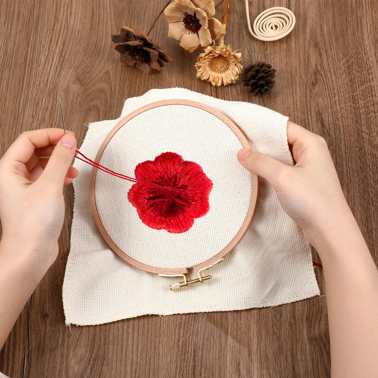 2 Pack 6 Inch Wood Embroidery Hoop, Cross Stitch Hoops Ring, Cross Stitch Supplies Beech Wooden Embroidery Frames for Art Craft Sewing, DIY Decoration EupHHonycs