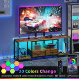 GYIIYUO LED TV Stand with Mount and Power Outlet & Fabric Drawers for 32-85 Inches TV - Entertainment Center and Corner Tv Stand for Living Room, Bedroom- 47" Rustic Brown (Max VESA 400mm × 600mm GYIIYUO