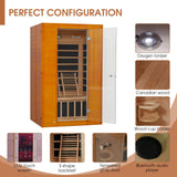 springspa Far Infrared Sauna Room, Near Zero EMF Canadian Hemlock Wood Sauna with 1800W, 9 Chromo Therapy Lights, Oxygen Ionizer, Bluetooth, LCD Control Pannel for Indoor Use, 2 Persons springspa