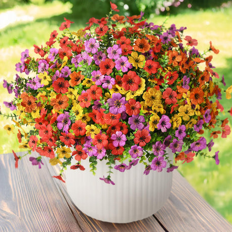 ZFProcess Artificial Flowers Faux Plants Outdoor Fake Flowers Spring Decor,12 Bundles Realistic Plastic Plant Colorful Daisy UV Resistant for Porch Patio Home Yard Garden Window Box Pot Planters ZFProcess