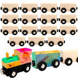 Hoarost 18 Pack Unfinished Wooden Cars Unpainted Magnetic Wood DIY Crafts Trains Car for DIY Craft Activities Birthday Gift (Color Set 1) Hoarost
