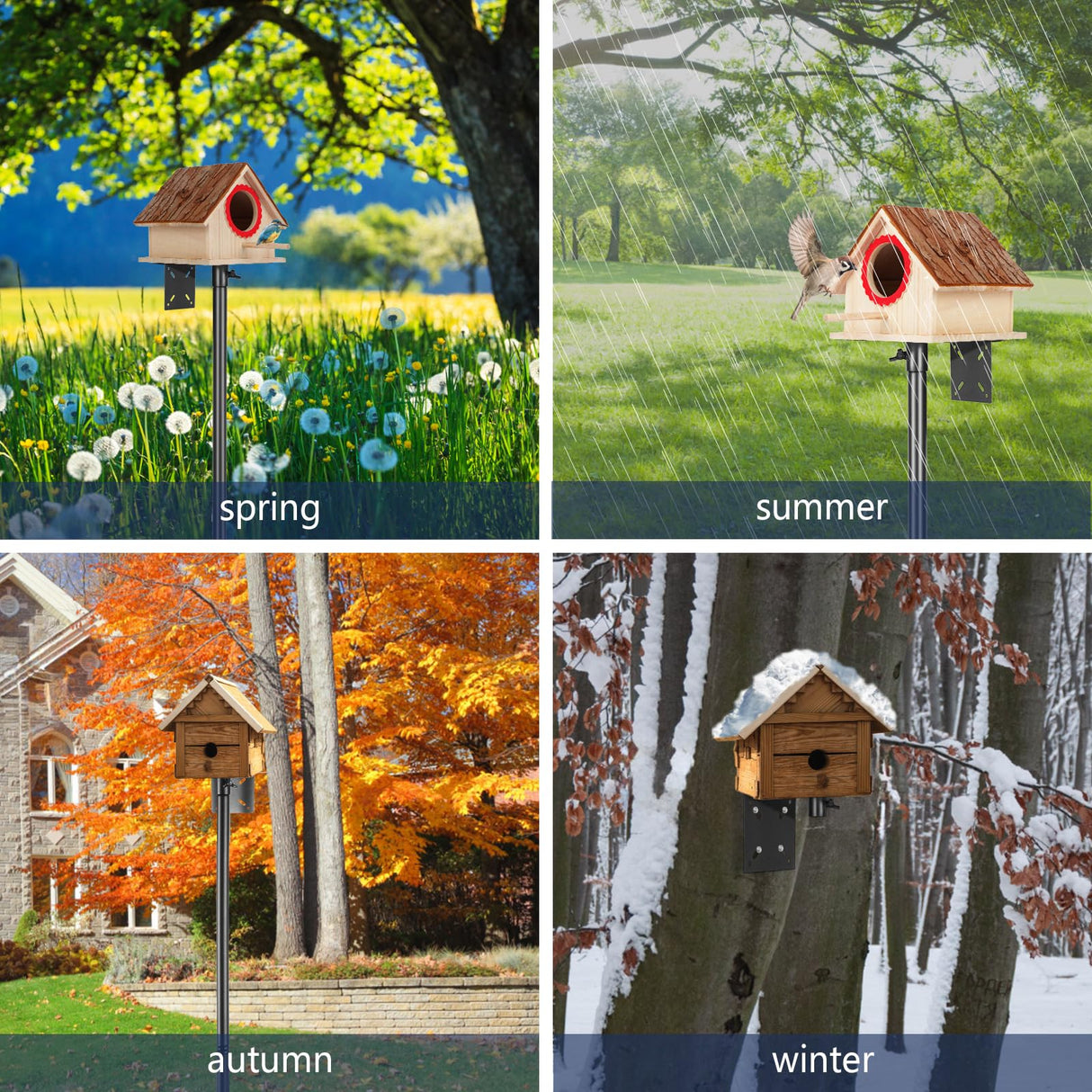 Smart Bird Feeder Pole - (32-92 Inch) Adjustable Bird House Pole Compatible with Bird Buddy, Bluebird House and Variety of Smart Birdhouse Styles, Heavy Duty Bird Feeder Stand Mount Kit(1) AYIXITIELU