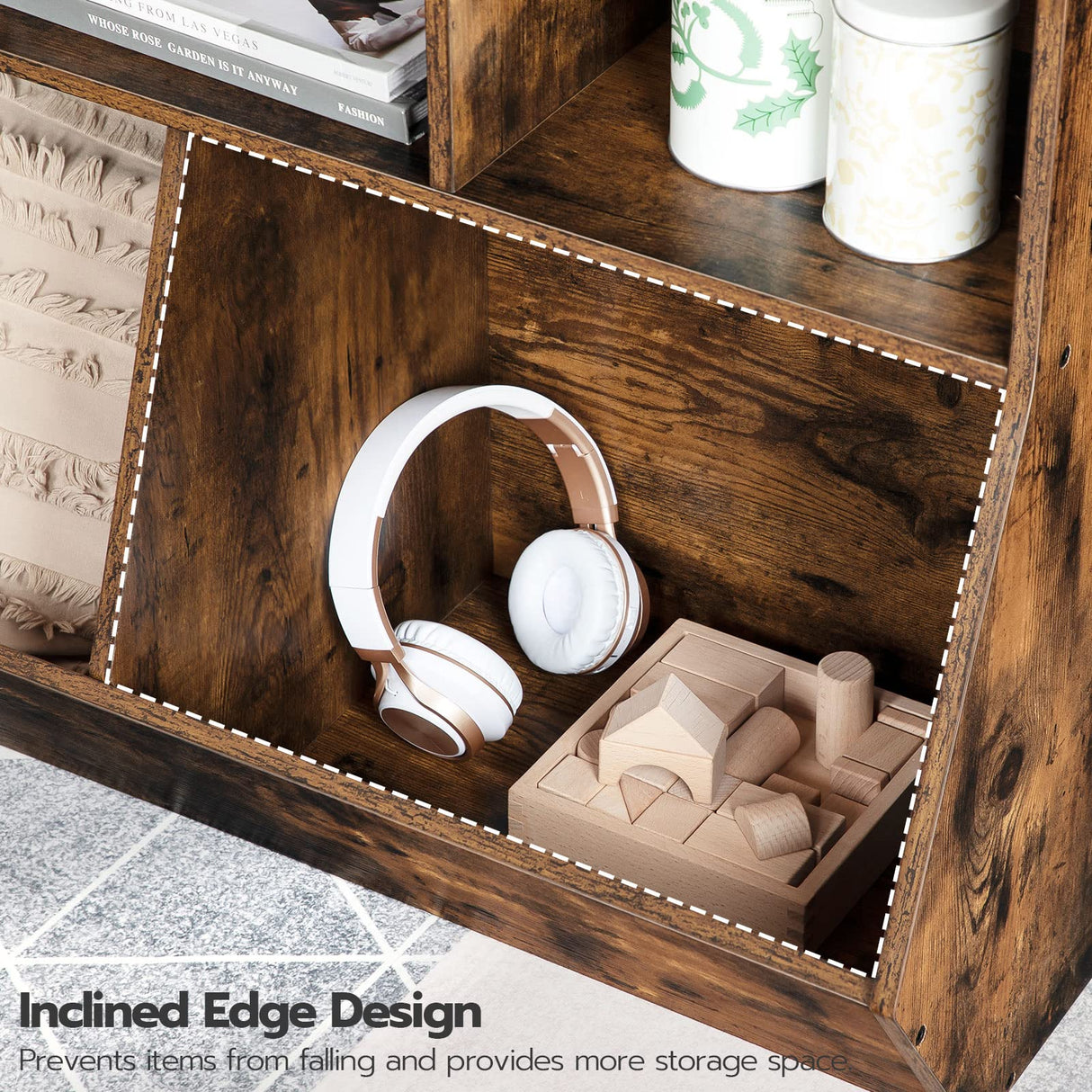 HOOBRO Rustic Brown Kids Bookshelf and Toy Storage Cabinet with 8 Cubicles HOOBRO