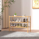 ROMGUAR CRAFT 3 Tier Bamboo Shoe Rack for Closet Free Standing Wood Shoe Shelf Storage Organizer for Entryway Small Space Stackable 27"x11"x20" (Natural) ROMGUAR CRAFT