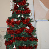 LZZYWYDTT 33FT Christmas Tinsel Garland,Red Shiny Metallic Foil Decorations for Parade Floats, Halloween, Christmas Tree, New Year Parties,Birthday Party,Indoor and Outdoor Disco Party Supplies LZZYWYDTT