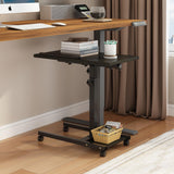 TigerDad Mobile Adjustable Height Laptop Stand PC Computer Portable Notebook Swivel Laptop Desk Rolling Table Desk Cart Tiltable with Wheels Casters& Mouse Pad Table (Dekuwood) TigerDad