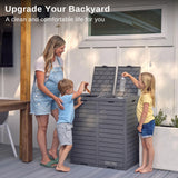 EAST OAK 76 Gallon Outdoor Trash Can | Waterproof Resin Garbage Can with Tiered Lid & Drip Tray | Outside Trash Bin for Patio | Kitchen, Backyard & Deck | Gray Color EAST OAK