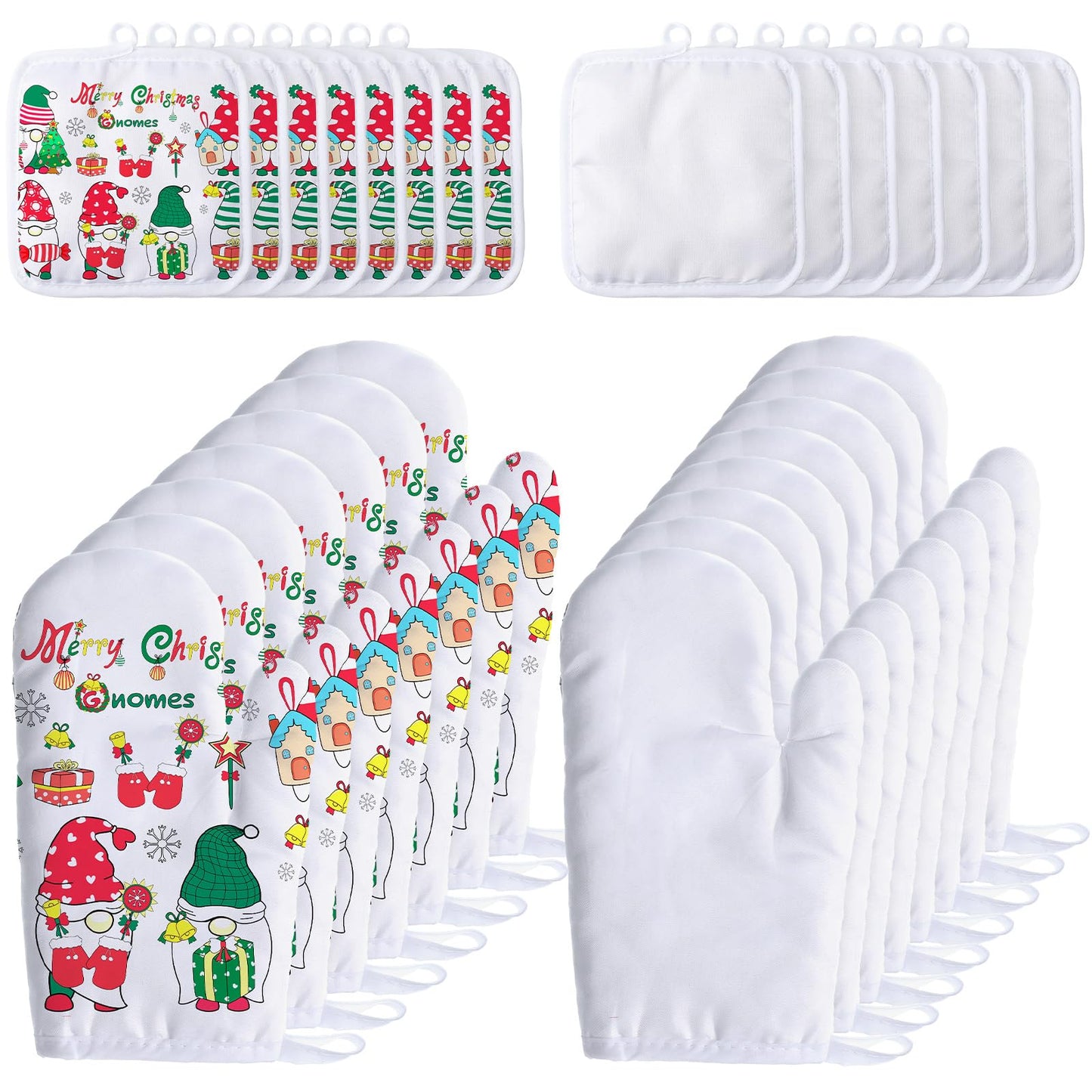 30 Pieces Blank Sublimation Oven Mitts Set Include Blank Sublimation Heat Resistance Oven Gloves and Blank Sublimation Pot Holders for DIY Kitchen Dining Room Accessories