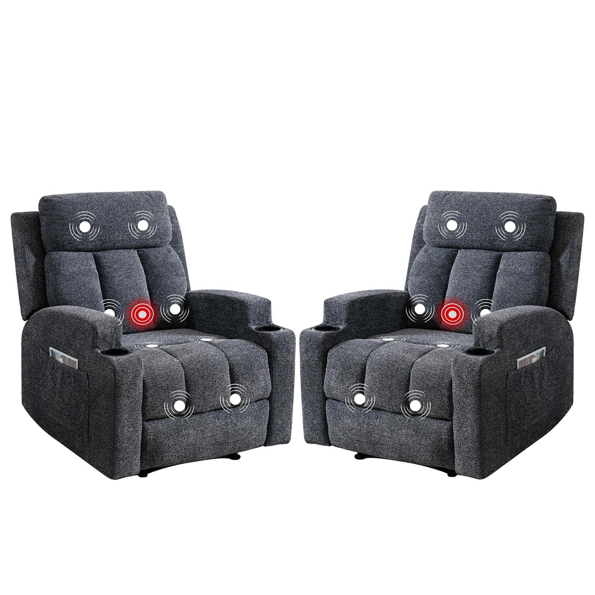 IOMOR Fabric Manual Recliner Chair for Adults, Comfy Reclining Chairs with Overstuffed Arm and Back, Single Sofa for Living Room (2, Dark Grey) IOMOR