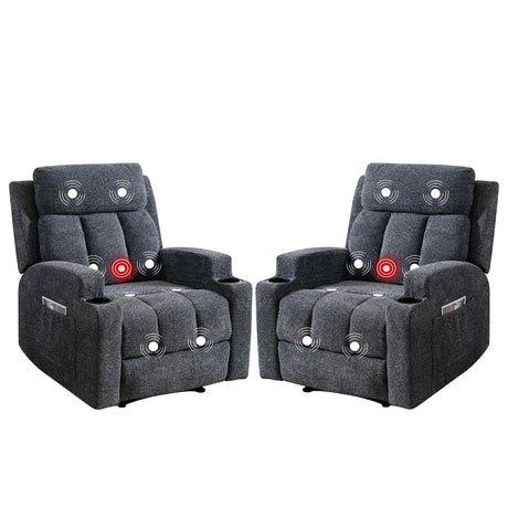 IOMOR Fabric Manual Recliner Chair for Adults, Comfy Reclining Chairs with Overstuffed Arm and Back, Single Sofa for Living Room (2, Dark Grey) IOMOR