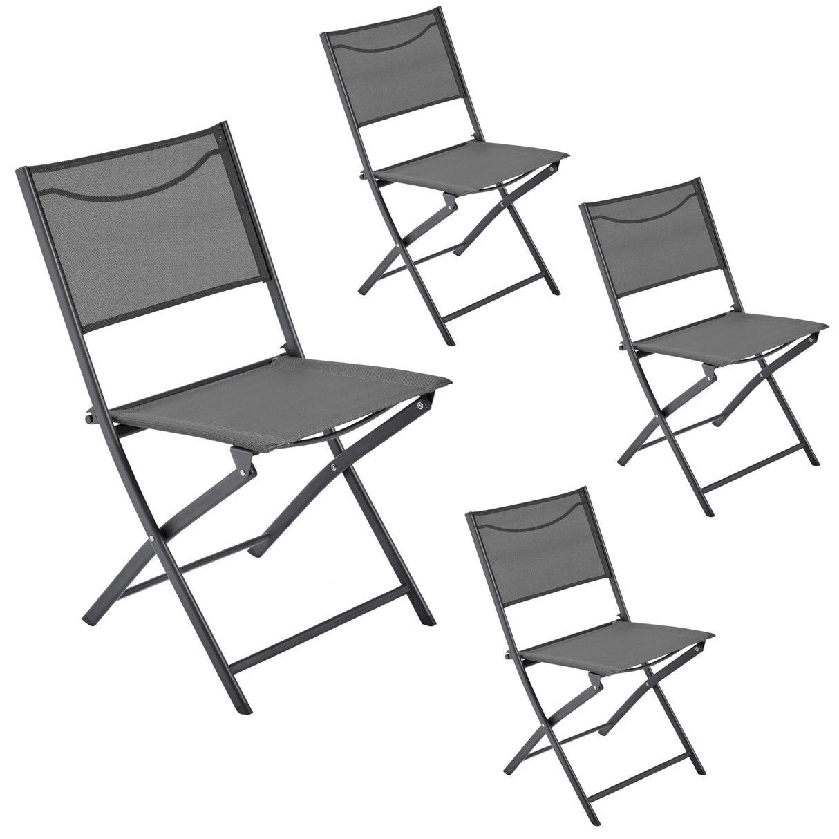 Yaheetech Patio Portable Dining Chairs Set of 4 with Metal Frame, Outdoor Metal Folding Chairs with Backrests for Camping, Lawn, Yard, Beach, Dark Gray Yaheetech