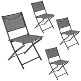 Yaheetech Patio Portable Dining Chairs Set of 4 with Metal Frame, Outdoor Metal Folding Chairs with Backrests for Camping, Lawn, Yard, Beach, Dark Gray Yaheetech