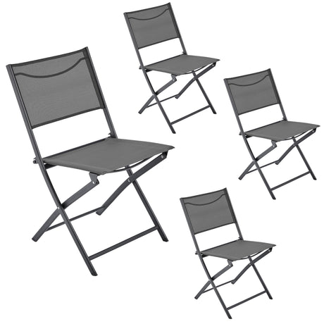 Yaheetech Patio Portable Dining Chairs Set of 4 with Metal Frame, Outdoor Metal Folding Chairs with Backrests for Camping, Lawn, Yard, Beach, Dark Gray Yaheetech