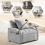 SLEERWAY 3-in-1 Convertible Futon Sofa Bed Chair, Multi-Functional Sleeper Chair Bed with Pull Out Couch and Adjustable Backrest, Modern Velvet Chaise Lounge Armchair for Living Room Bedroom, Grey SLEERWAY