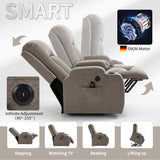 Trustyue Power Lift Recliner Chair with Heat and Massage for Elderly, Electric Recliner Chairs with Standing Assistance, 2 Cup Holders, 4 Pockets, USB Charge Port, Linen Fabric Khaki Trustyue