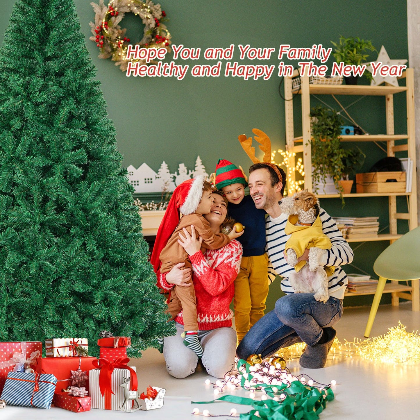 COSTWAY 8Ft Artificial PVC Christmas Tree W/Stand Holiday Season Indoor Outdoor Green