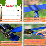 Ninja Warrior Obstacle Course for Kids, 2×56ft Slackline Kit with 8 Ninja Accessories - Monkey Bar, Rope Ladder, Gymnastic Ring, Arm Trainer and Monkey Fist Gentle Booms Sports