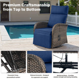 Swivel Outdoor Recliner Chair Set of 2 - Reclining Patio Chair with Adjustable Backrest and Footrest, All-Weather Wicker Chaise Lounge Chair Outdoor for Pool Deck Brown (Upgraded 2.0) Belord