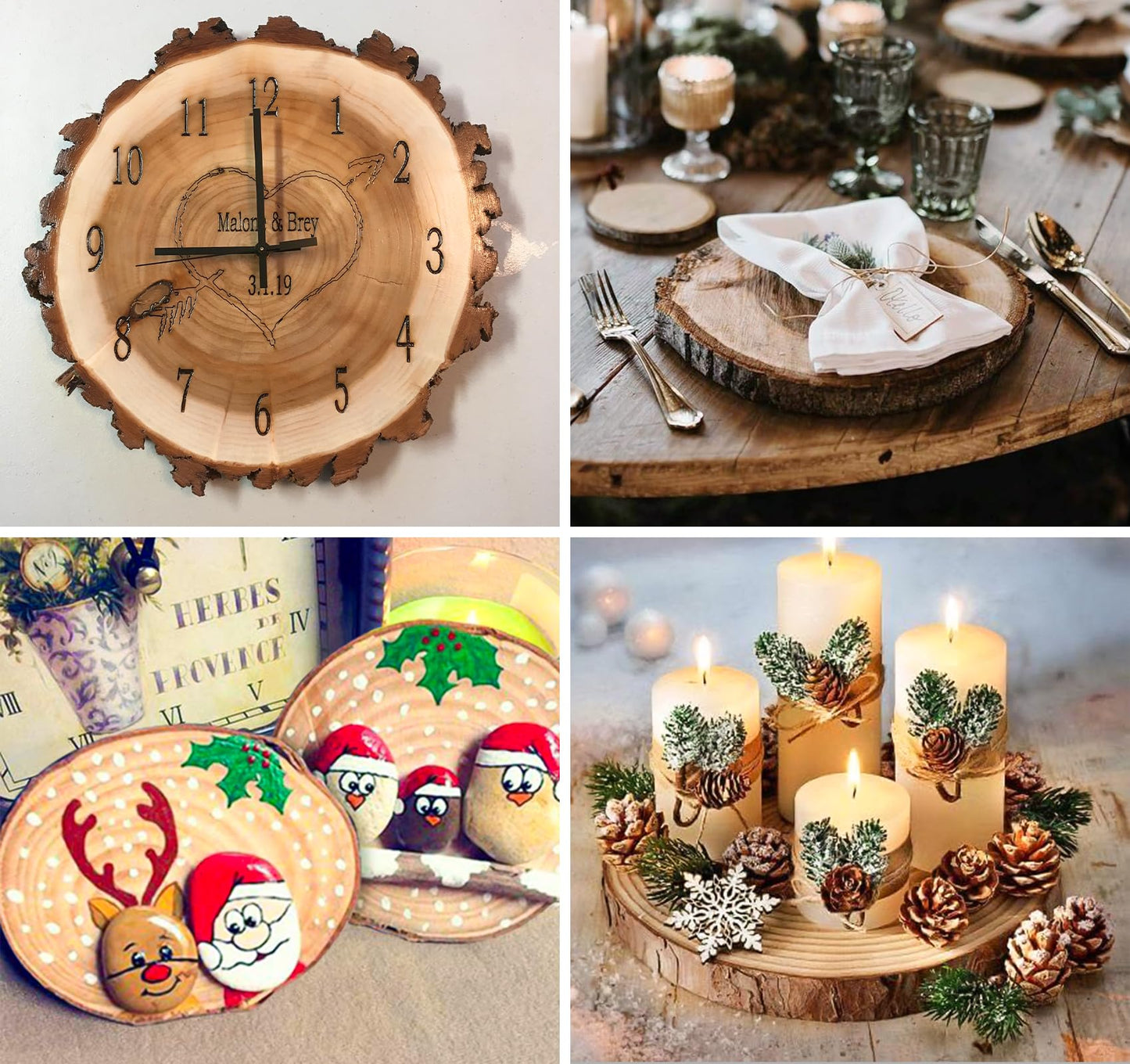 ilauke Wood Slices for Centerpieces, 6Pcs Large Unfinished Wood Slices 7-8 Inches Round Wooden Circle with Tree Bark, Wooden Discs for DIY Painting Crafts, Weddings Centerpieces Decor