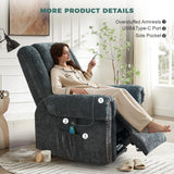 HUSFU Power Lift Recliner Chair for Elderly, Dual Motor Lift Chair with Heat and Massage,Lay Flat Lift Chair Infinite Position Sleeping Chair w/USB Ports and Remote Control,Chenille,Grey Blue HUSFU