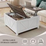 NEWBULAND 35" Lift Top Coffee Table with Storage, Wooden Coffee Tables for Living Room, Farmhouse Coffee Table with Large Hidden Storage Compartment, White and Grey NEWBULAND