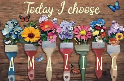 Flower Diamond Painting Kits for Adults, Today I Choose Diamond Art Kits for Adults Beginner, Full Round Drill Diamond Dots Paintings, 5D Gem Arts and Crafts for Home Wall Decor 16X12 Inches