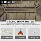 12x18Ft Hardtop Gazebo Wooden Coated Aluminum Frame Canopy Galvanized Steel Double Roof Outdoor Wood-Looking Permanent Metal Pavilion with Curtains and Netting for Patio Deck Lawn MONDAWE