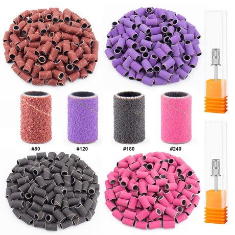 Rolybag Sanding Bands for Nail Drill Nail Sanding Bands Professional Sanding bit Nails 240 Pieces 4 Color Coarse Fine Grit Efile Sand Set 80#120#180#240# 2 Pieces Nail Drill Bits Rolybag
