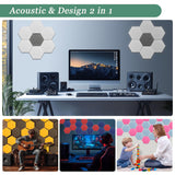 Hexagonal Acoustic Panels-18 Pack High-Density Sound Absorbing Panels 12"X10"X0.4" for Enhanced Noise Reduction, DIY Design, Idea for Studios, Offices, and Home Theaters(Coffee Brown) UNECHO
