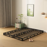 DiaOutro 4 Inch Full Size Box Spring with Fabric Cover, Noise Free Mattress Foundation, Heavy Duty Bed Base, Easy Assembly, Black, White DiaOutro