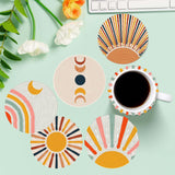 5D DIY Boho Minimalist Sun Moon Diamond Paintings Coasters with Holder for Adults Beginners, 6 pcs Round Full Drill Diamond Art Craft Supplies (Sun Moon QLBD-16) Generic