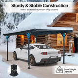 Real Relax Metal Carport 10 x 16ft with Heavy Duty Metal Frame & Pitched-Roof Polycarbonate Panel Canopy, Sturdy Canopy Shelter for Car, Truck, Pickup, SUV, Tractor, and Boat, Grey Real Relax