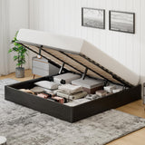 YUMPIE Lift Up Storage Bed Frame, King Size Wooden Platform Bed with Large Storage Underneath, No Box Spring Needed, Noise Free, Black YUMPIE