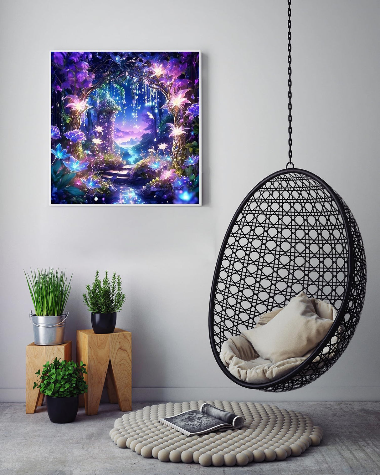 AREOPNMG 5D Flowers Diamond Painting Kits for Adults Beginners,DIY Forest Landscape Diamond Art,Full Round Drill Diamond Dot Gem Art Kits, Home Wall Decor 16x16 Inch AREOPNMG