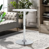 Rongbuk 23.6" Round Bar Table, Adjustable Height Bar Table, Modern Cocktail Bar Table with MDF Top and Metal Base, Bistro Pub Table Suitable for Café, Kitchen Island, Bar Counter, White Rongbuk