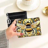 JZHYOAN Diamond Painting Small Coin Purse for Women DIY Coin Pouch Coin Purse with Zipper and Keyring Diamond Art Purses and Wallets Handbags Wallet Keychain for Cards Keys Bee JZHYOAN